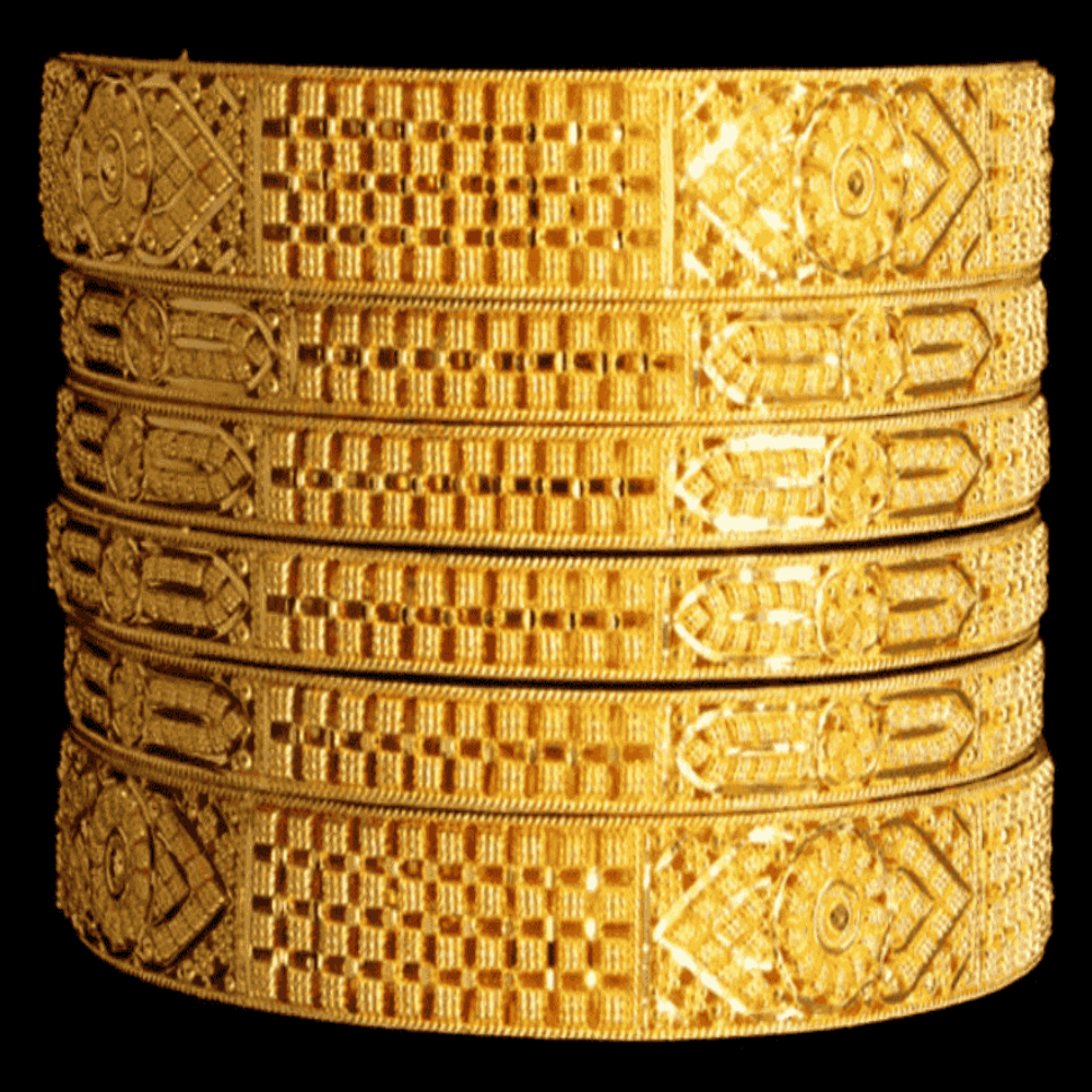 22K Gold Bangle Bracelet Set (S)